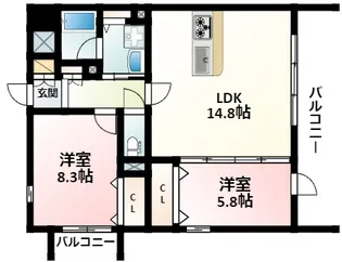 ドン・パレス江坂【8階】の間取り
