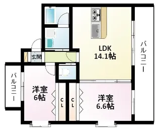 ルリーフ江坂【9階】の間取り