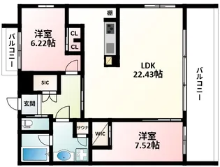 プレジオ東三国【7階】の間取り