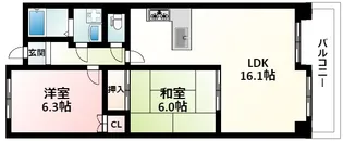 プレーヌ緑地公園【6階】の間取り