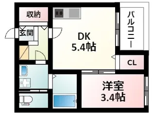 1DKの間取り画像