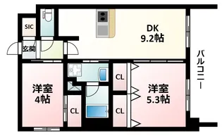 2DKの間取り画像