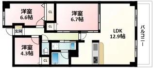 インプルーブ緑地公園【7階】の間取り