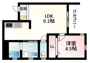 ナイスコーポ豊津【2階】の間取り