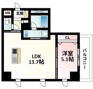 グランデージ新大阪【3階】の間取り