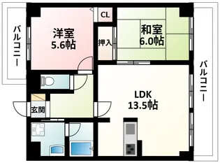 フローライト緑地公園【4階】の間取り