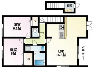 ロッヂえざかA【2階】の間取り