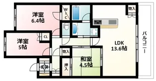プラウド江坂【13階】の間取り