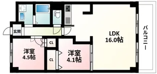 グレースフルハイツ1号館【4階】の間取り