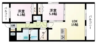 アンフィニ?緑地公園【3階】の間取り