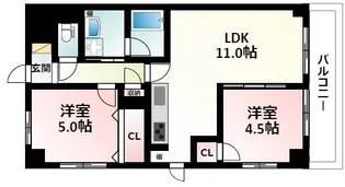 フェリシア江坂【4階】の間取り