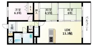 パインコート江坂Ⅰ【2階】の間取り