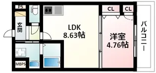 Halu江坂東【3階】の間取り
