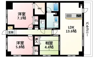 ファミーユ江坂【7階】の間取り