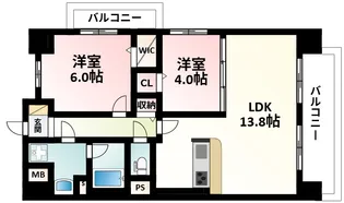 グリーナリー江坂公園【2階】の間取り