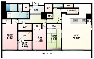 グランセジュール江坂【13階】の間取り