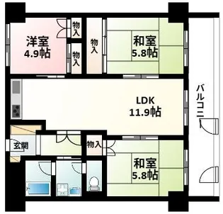 シャルム江坂【3階】の間取り