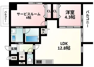 ウッドリバー新大阪【4階】の間取り