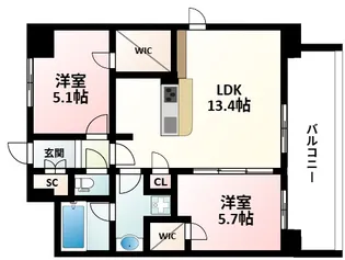 F-Crest Shin-Osaka【6階】の間取り