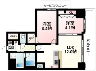 ラヴィベール江坂【8階】の間取り