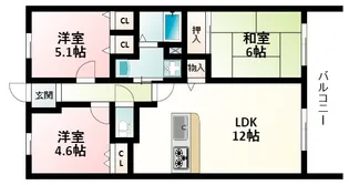 ソシエ北大阪1番館【2階】の間取り