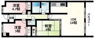 ファミリア三国【6階】の間取り