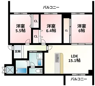 パークビュー橋【3階】の間取り