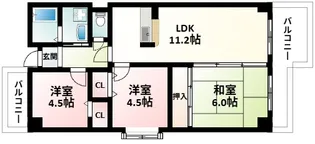 カルム西野Ⅱ【3階】の間取り