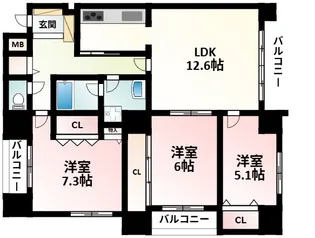 グランツ新大阪【3階】の間取り