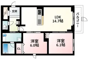 Fortuna江坂【5階】の間取り