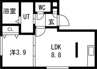 NORTH WING(南8西14MS)【103号室】の間取り