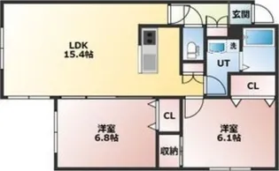 ハピネス西宮の沢【402号室】の間取り