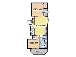 フォレストクリエオーレ朝日町アネックス【2階】の間取り