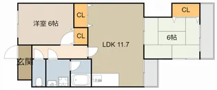 リバーサイド仁和寺【102号室】の間取り