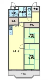 2LDKの間取り画像