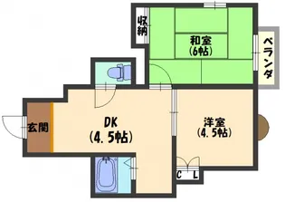 エムハイツ御幸【1階】の間取り
