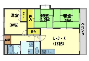 コスモスハイツ【1階】の間取り