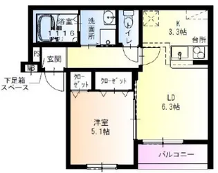 フジパレス月出町Ⅱ番館【2階】の間取り