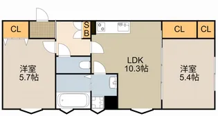 クリエオーレ秦町【2階】の間取り