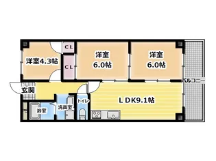 PLUM CITY RESIDENCE NEYAGAWA【4階】の間取り