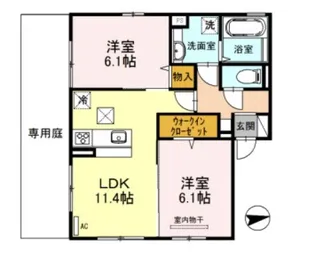 ウエスタンリバー香里【101号室】の間取り