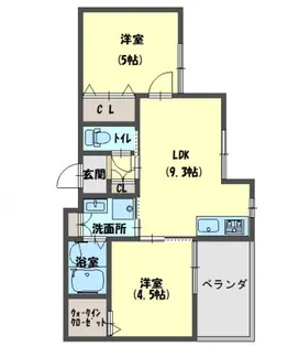 クリエオーレ桜園Ⅱ【2階】の間取り