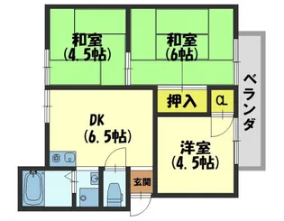 石橋ハイツB棟【2階】の間取り