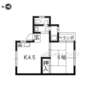 御土居マンション【4F-13号室】の間取り