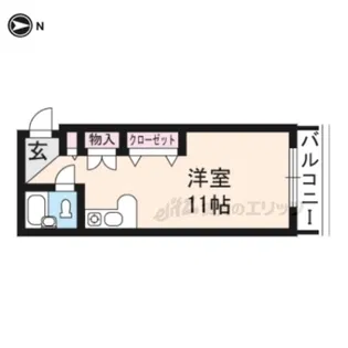 リバーハイツ山科【1階】の間取り