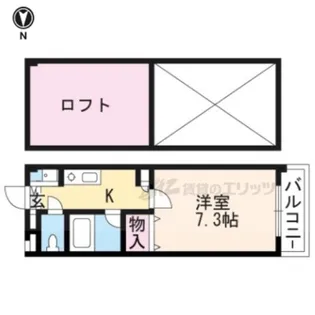 メイプル等持院【206号室】の間取り