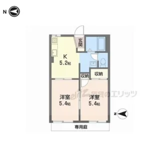 タウニィ衣笠【1階】の間取り