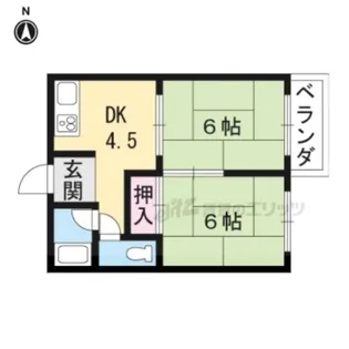 ドミール厨子奥【B102号室】の間取り