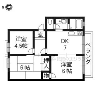 嵯峨野グリーンパレス【206号室】の間取り