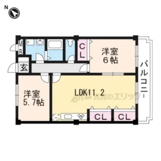 マロード月輪【6階】の間取り